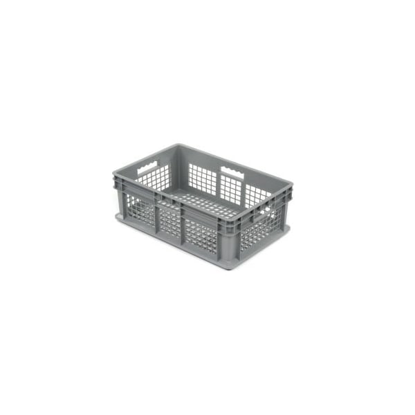 Akro-Mils Mesh Straight Wall Storage Container, 23-3/4 in L x 15-3/4 in W x 8-1/4 in H, Gray, 4 PK 37608GREYGBL - main